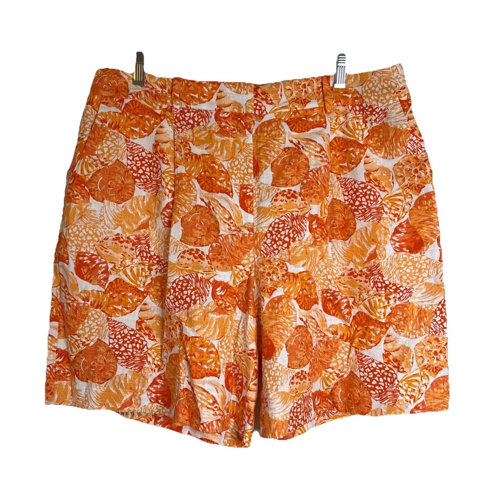 NWT LOFT Peyton Linen Shorts 6" High Rise Orange Seashell Summer Nautical